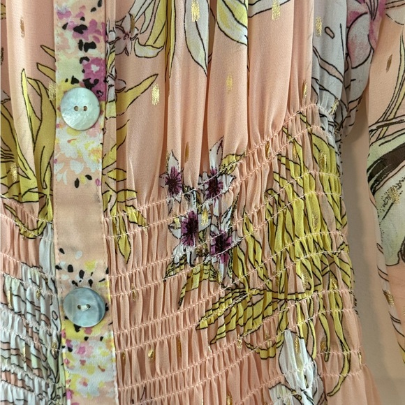 fig and flower Blush Pink Floral Button-Front Midi Dress - Picture 6 of 6